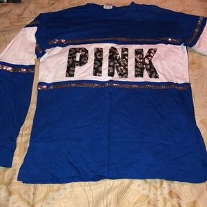 blue and white VS PINK long sleeve